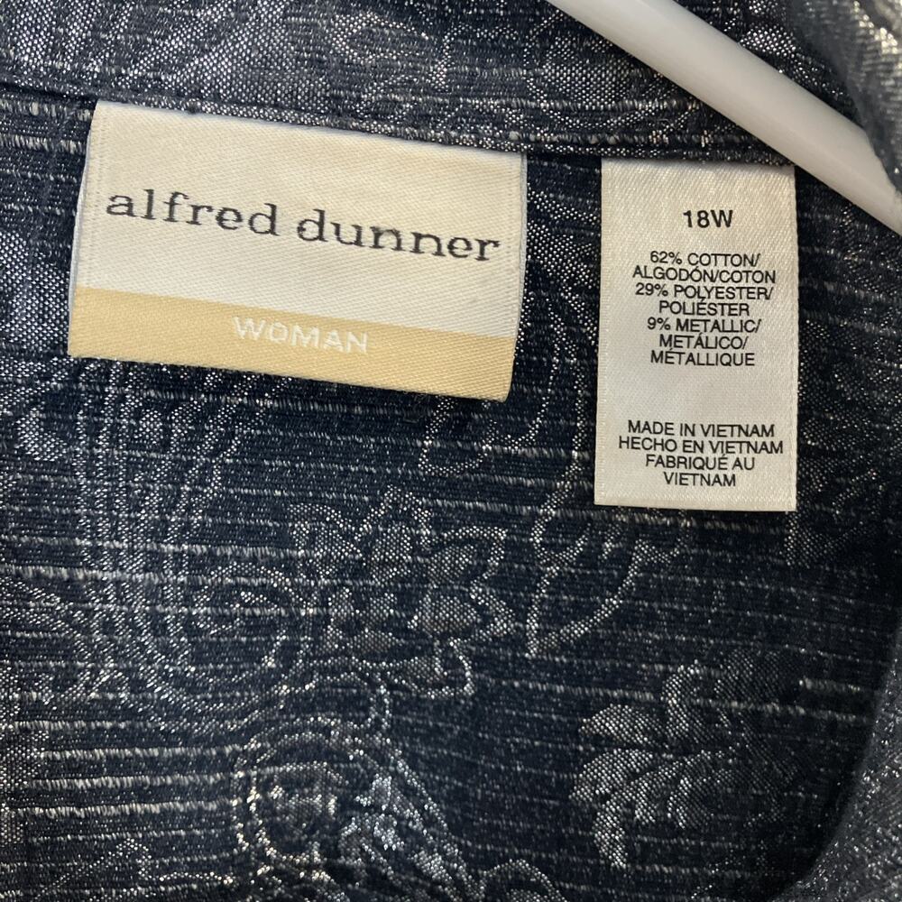Alfred Dunner Coat Jacket Blue Silver 3/4 Sleeve Button Metallic Women 18W - Picture 3 of 7